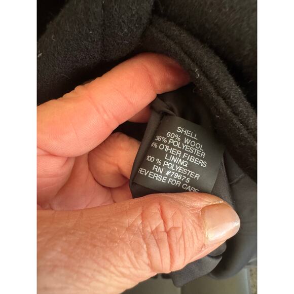 Michael Kors Black Wool Blend Double Breasted Trench Coat Brass Buttons - Picture 9 of 9